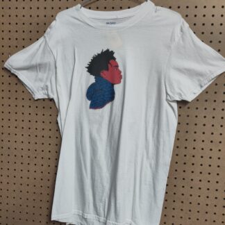 white t-shirt with face of Martin Luther Jr.